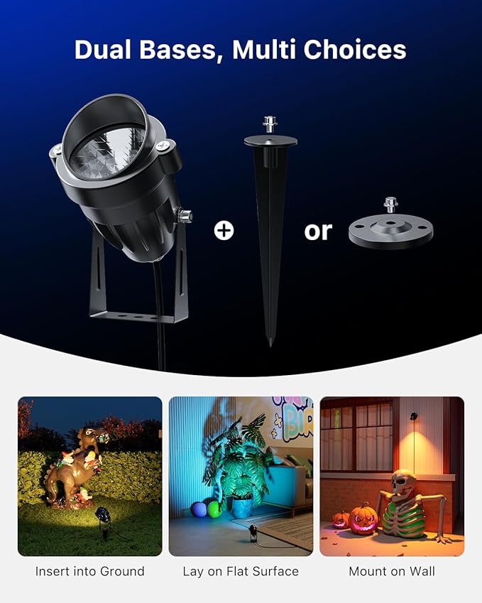 6 Pack Color Change Spotlights for Decor Lighting 120V Remote Waterproof Plug-in Multicolor Landscape Spot Light Uplight for Yard Decoration Tree Bush Status Indoor Plant Picture &amp Painting