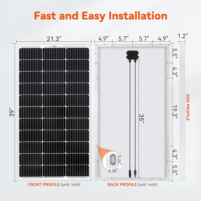 RICH SOLAR 200 Watt 12 Volt Monocrystalline Solar Starter 40A MPPT Charge Controller/Mounting Z Brackets/Tray Cable/Adaptor Kit(MPPT-40A)