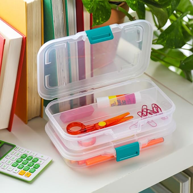 STERILITE 17248612 Small Divided Box Clear Case with Colored Latch 12-Pack