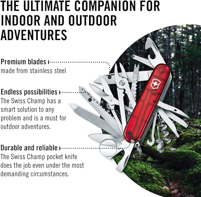Victorinox CyberTool L in Red Transparent - 39 functions - Medium Pocket Knife with Fold-Out Bit Case
