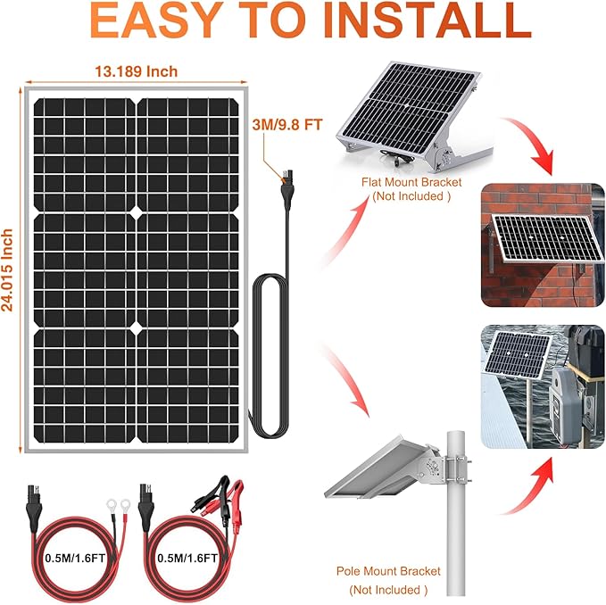 SUNER POWER 12V Solar Panel Kit 30W High Efficiency 30 Watt Solar Panel + Ultra-Smart 10A MPPT Charge Controller Solar Battery Trickle Charger Maintainer for Boat Car RV Motorcycle Marine Automotive