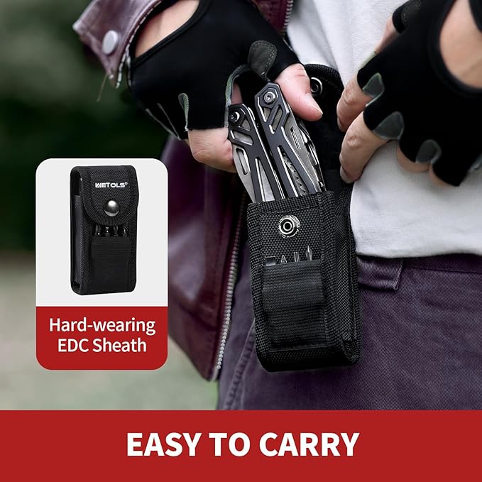 Father‘s Day Gifts for Men Dad Him WETOLS 21-in-1 Multitools with Pocket Knife Stainless Steel Self-locking Pliers with 8 Screwdriver Bits Multi Tool Survival Gear EDC Knife with Pouch for Outdoor