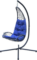 Algoma Net Company Cushioned Rattan Wicker Hanging Chair with Stand