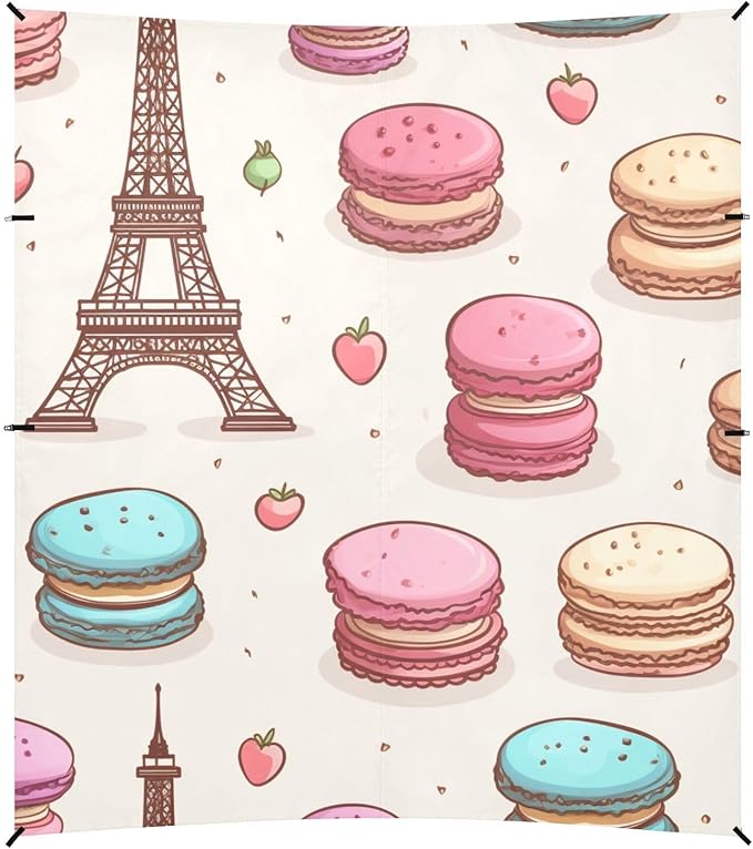 ALAZA Macaron Cake Eiffel Tower Beach Tent Sun Shelter Portable Canopy Sunshade for Outdoor Camping Picnics Backyard Fun 10x9 ft