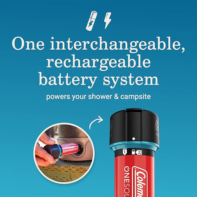Coleman OneSource Rechargeable Outdoor Camping Gear: Camp Shower Cordless Vacuum Fan Speaker &amp Air Pump Options with Included Rechargeable Battery