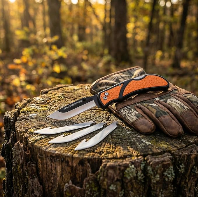 OUTDOOR EDGE 3.0 RazorLite EDC Knife (Blaze Orange) - Replaceable Blade Knife with Pocket Clip Lightweight Everyday Carry Utility Knife for Hunting Camping &amp Survival – Includes 4 Stainless Ste