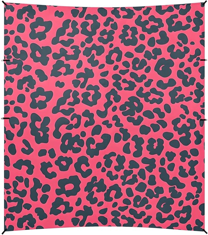 ALAZA Pink Leopard Print Cheetah Beach Tent Sun Shelter UPF50+ Protection Beach Shade Canopy w/ 4 Sandbags for Outdoor Camping Fishing Backyard Fun Picnic 10x9 ft