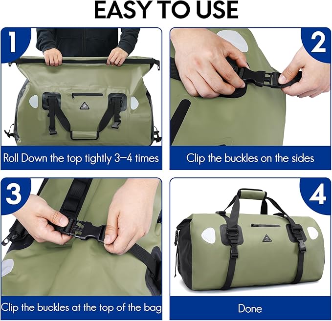 Haimont Waterproof Duffel Bag Roll-top Dry Duffel Bag with Quick-fixed Straps for Motorcycling Rafting Boating SUP Kayaking Travel 50L/70L