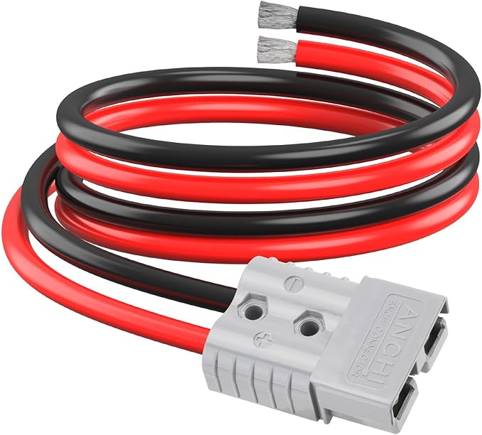 ELFCULB SB120 Anderson 120A Connector Cable 6AWG Tinned Copper Battery Power Pigtail with Bare End 2FT for Winch/Battery Quick Connect