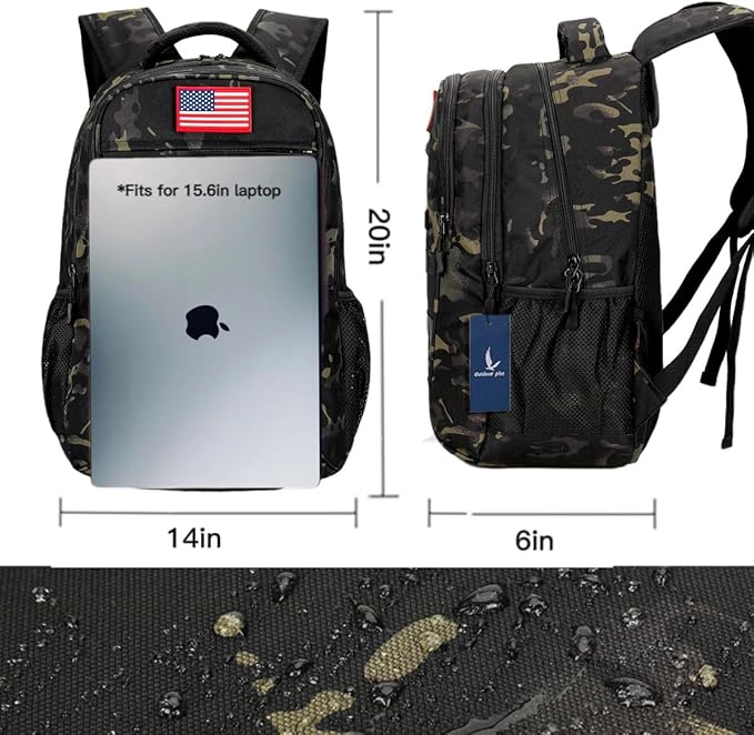 outdoor plus Camo BackpackMilitary Boys Backpacks for School40L Army Bookbag with USB Charging Port Waterproof