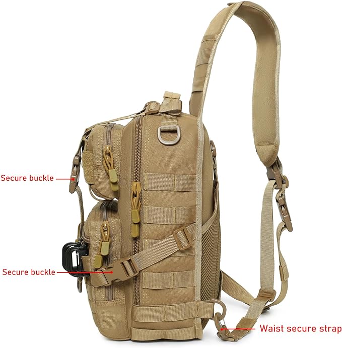 Tactical Sling Backpack and 38L Camping Storage Bag with Combination Lock