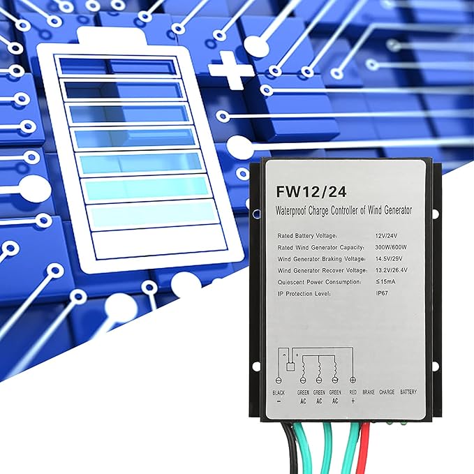 Wind Turbine Generator Charge Controller Regulator Model FW12 24 - Integrated Rectifier and Brake Circuit IP67 Automatic Battery Charging Management for Wind Turbines