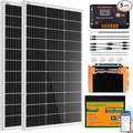 ECO-WORTHY 200 Watt 12V Complete Solar Panel Starter Kit for RV Off Grid with Battery and Inverter: 2pcs 100W Solar Panel + 30A Charge Controller + 100Ah Lithium Battery + 1100W Premium Solar Inverter