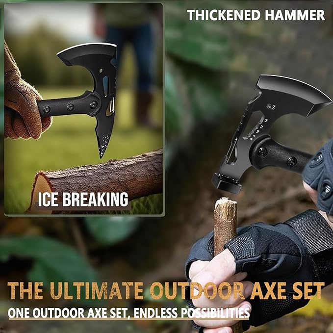 Camping Axes Wood Separator Multipurpose Tomahawk Tactical Hatchet with Sheath - Survival Hiking Camping Carbon Steel Blade 2 Pack