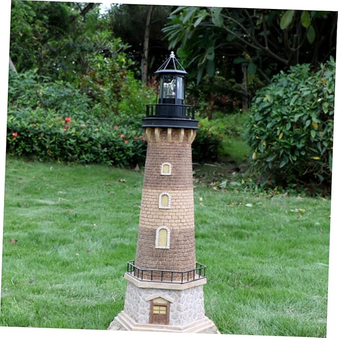 DOITOOL Led Solar Revolving Lighthouse Light Outdoor Rotating Landscape Lamp Waterproof Solar Powered Lantern for Garden Patio Yard Decoration