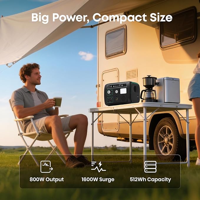 5-in-1 Portable Power Station with 4 Detachable Power Modules Voice &amp App Control 512Wh 800W (1600W Surge) Solar Generator 3 AC for Camping &amp RV