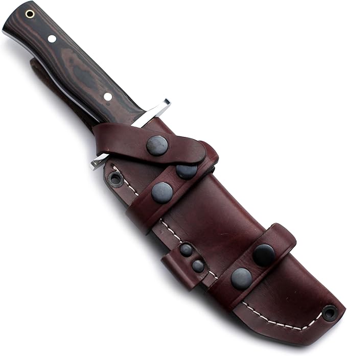 GCS Handmade D2 steel Hunting Knife G10 Full Tang Handle Fixed Blade Knife Right Hand Scout Carry Buffalo leather Sheath Sharpening Stone Hunting Camping Survival EDC-GCS 915