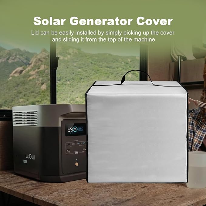 Power Station Dust Cover Heavy Duty Waterproof Anti-static Nylon Case for EF ECOFLOW Portable Power Station DELTA 2 Max/DELTA 3 MaxEssential Home Solar Generator Cover for Home Use (Silver)