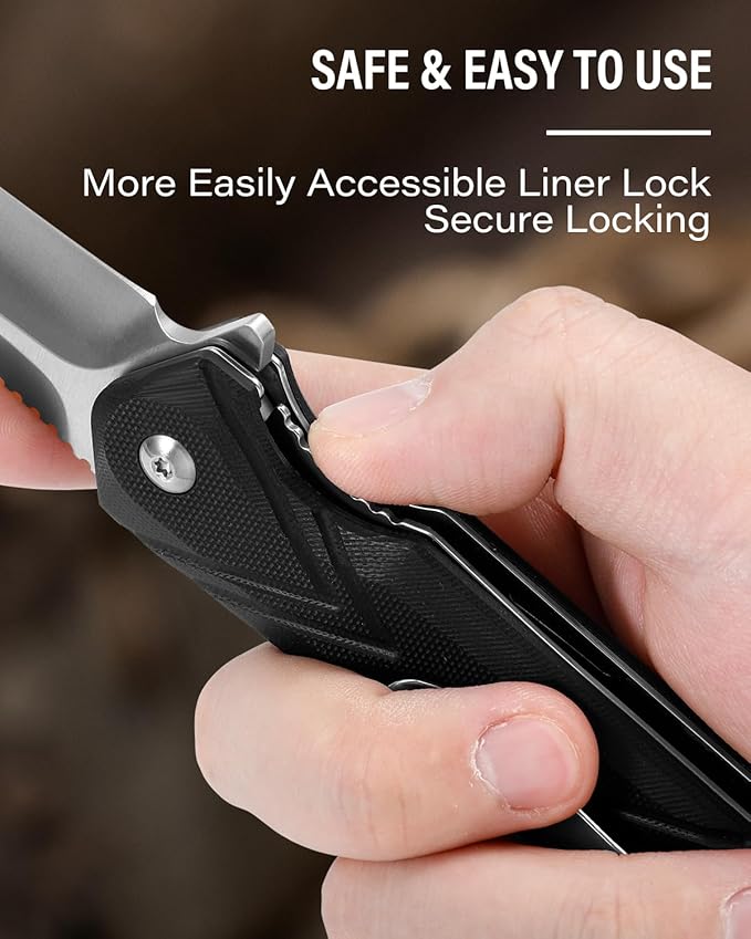 Dispatch Folding Pocket Knife with Clip 3.15 8Cr13MoV Steel Reverse Tanto Blade with G10 Handle Liner Lock Pocket Knives for Men Outdoor Camping Hunting Hiking Survival Pocketknife