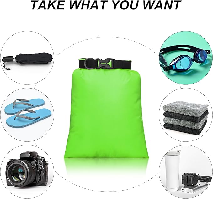 Shappy 6/12 Pcs Waterproof Dry Bags Lightweight Outdoor Waterproof Dry Stuff Sacks 15/8/5/4/3/2 L and Long Adjustable Shoulder Strap for Kayaking Rafting Boating Hiking Camping