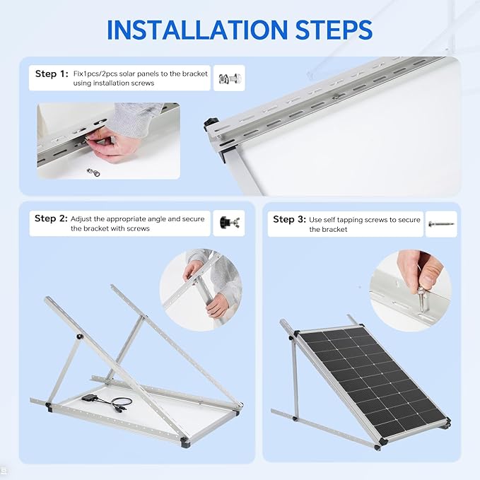 45 Solar Panel Mount Brackets Adjustable Solar Panel Tilt Mount Brackets for 100-400 Watts Solar Panel 2400Pa Windproof for Roof RV Ground Boat and Off-Grid (Brackets)