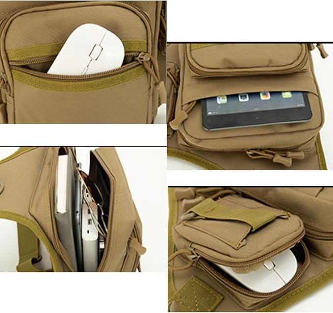 Cycling Bag for Men Outdoor Camping Storage Pouch Waterproof Mini Crossbody Bag for Tools and Essentials(Khaki)