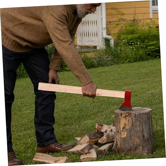 HOMSFOU 2pcs Broad Wooden Handle Ax Replacement Kit Camp Wood Handle Easy Install