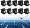 Anbte 10pcs Solar Panel Mounting Brackets 30-50mm Adjustable Aluminum Solar Panel End Clamp Include 10*Screw M8 and 1*Wrench Solar Mount Kit for Metal Roof Tin Roof Flat Roof Sheet Roof Black