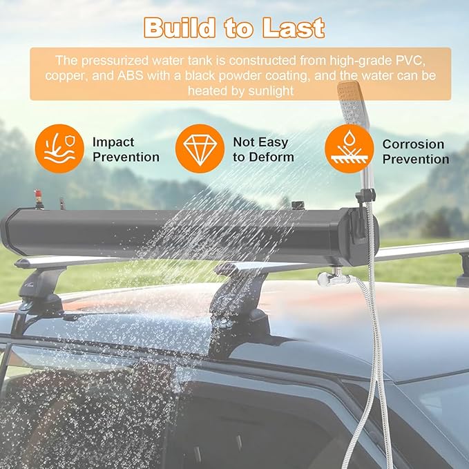 Roof Mounted Camping Truck ShowerPressurized Water TankRoof Rack Water Tank for Trucks SUVs and Off-Road Vehicles Perfect for Overlanding and Outdoor Activities 30L/7.93Gal