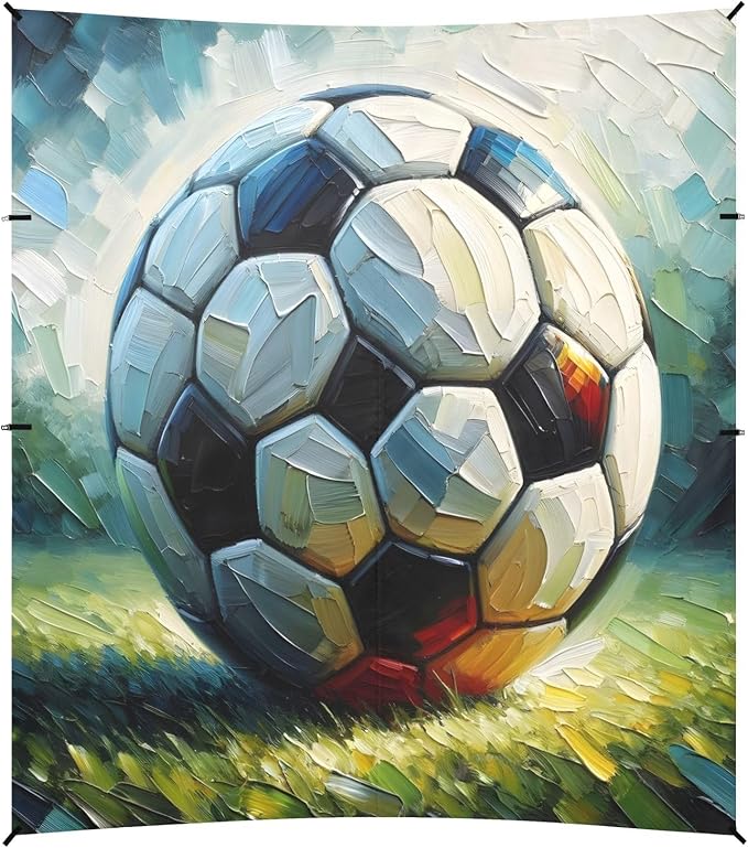 ALAZA Soccer Football Painting Beach Tent Sun Shelter UPF50+ Protection Beach Shade Canopy w/ 4 Sandbags for Outdoor Camping Fishing Backyard Fun Picnic 10x9 ft
