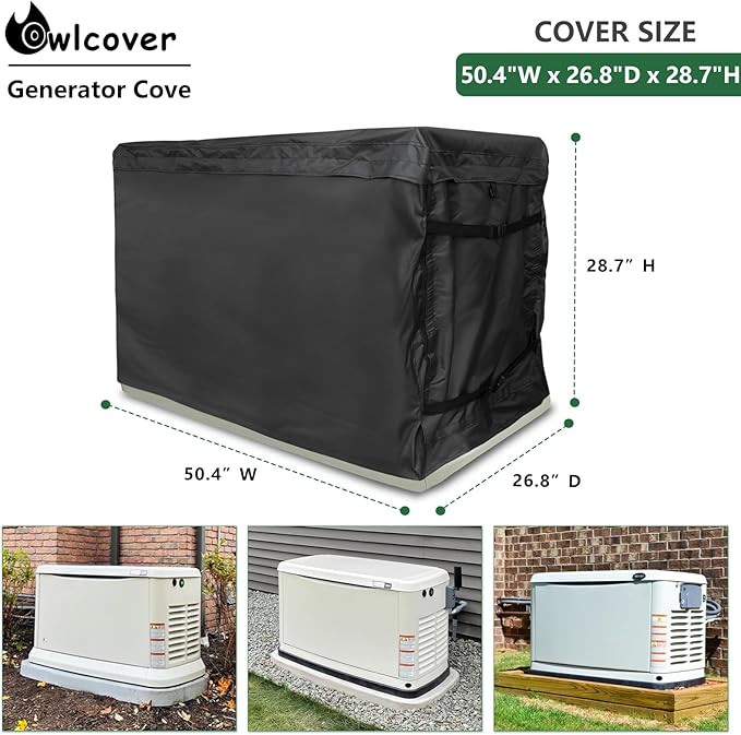 Generator CoverHeavy Duty 600D Waterproof Generator Cover for 7043 22kW Air Cooled Series Home Standby Generator Black