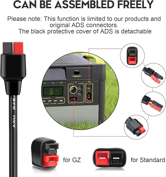 Solar Extension Cord 14AWG 30A Solar Connectors Extension Cable for Anderson Connector Compatible with GZ Yeti /G500 Explorer 1000 Solar Generator and for Renogy Boulder 200 Solar Panels 30Ft