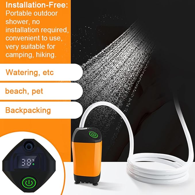 Portable Electric Shower Pump Strong Water Absorption for Camping Hiking Backpacking Blue