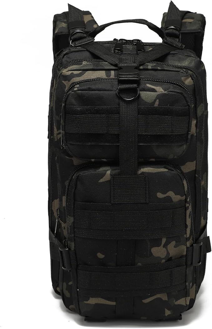 Military Tactical Backpack Outdoor Travel 20-35L Waterproof Oxford Army Breathable Daypack Bag for Hiking Sports (Black Cp 20-35L)