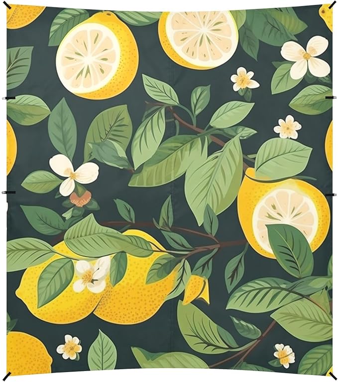 ALAZA Vintage Lemon on Black Beach Tent Sun Shelter Portable Canopy Sunshade for Outdoor Camping Picnics Backyard Fun 10x9 ft