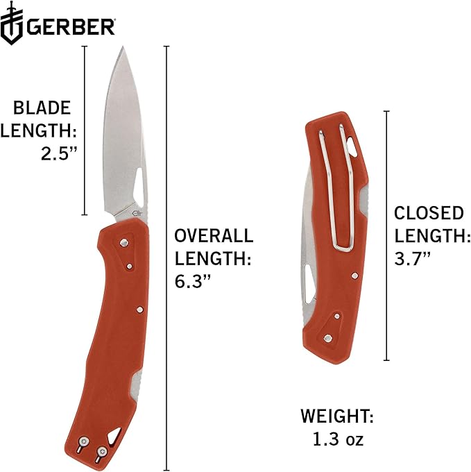 Gerber Gear LST - EDC Pocket Knife - Survival Tactical Tool for Travel Camping &amp Outdoor Adventure - Lightweight &amp Compact Folding Knife - Stainless Steel Blade - Orange