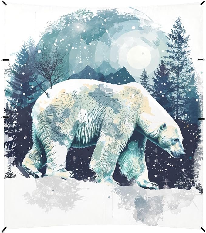 ALAZA Snow Winter Forest Polar Bear Beach Tent Sun Shelter Portable Canopy Sunshade for Outdoor Camping Picnics Backyard Fun 10x9 ft