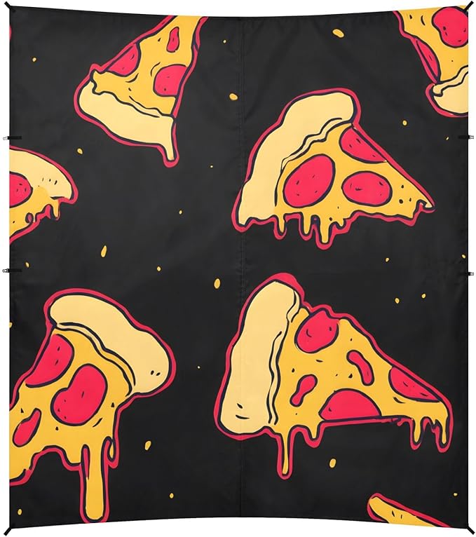 ALAZA Pizza on Black Beach Tent Sun Shelter Portable Canopy Sunshade for Outdoor Camping Picnics Backyard Fun 10x9 ft