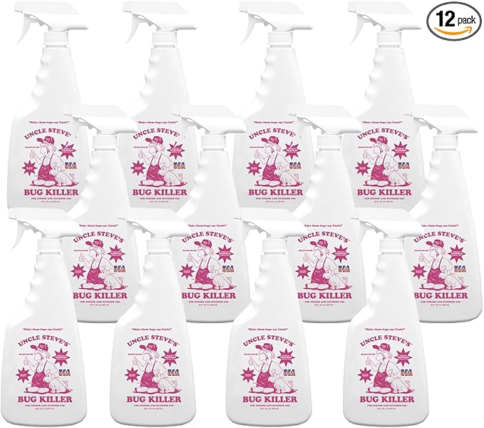 Uncle Steve's Bug Killer - Made in The USA with All-Natural Essential Oils - Pet &amp Kid Friendly - Non-Toxic (12 20 OZ)
