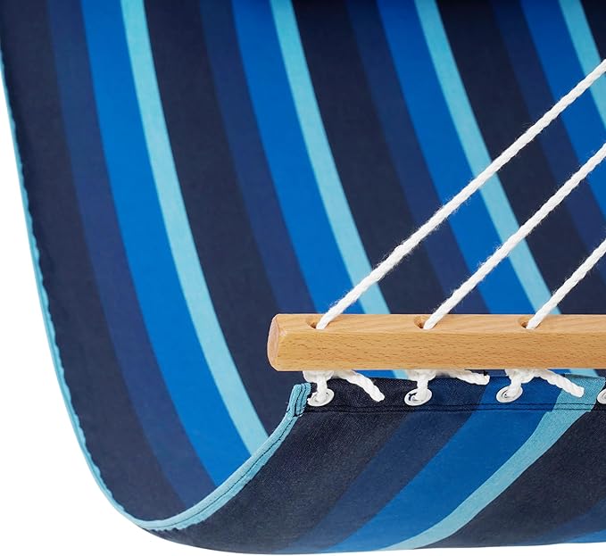 Lazy Daze Hammocks 12 FT Sunbrella Fabric Hammock not Fading with Spreader Bars and Free Pillow Fits for 2 Persons All Weather and Fade Resistant for Patio Yard 450 lbs Capacity Gateway Indigo