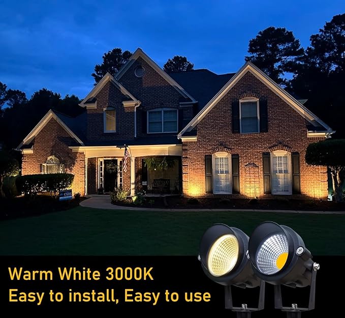 TOVEENEN LED Outdoor Landscape Spotlight 120V 12W Waterproof Spot Lights for Yard House Garden Christmas Lighting Warm White 3000K 4 Pack
