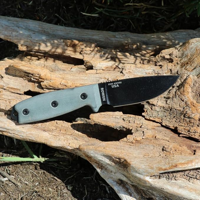 ESEE 3P Fixed Blade Knife with Grey Micarta Scale Handles and Coyote Molded Sheath