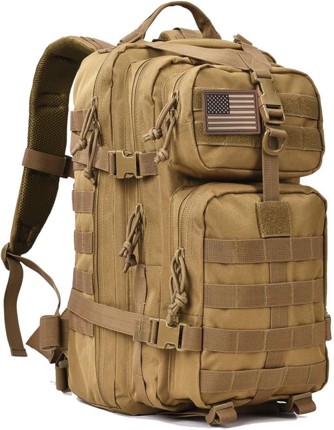 REEBOW GEAR Military Tactical Backpack 3 Day Assault Pack Army Molle Bag Backpacks Rucksack 35L Tan
