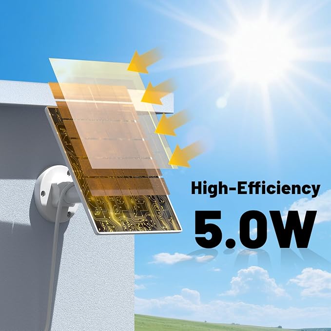 5W Solar Panel Charger Compatible with Arlo Pro 5S/Pro 4/Pro 3/Ultra/Ultra 2/Go 2 Camera Solar Panels Charging with 13.1ft Waterproof Charging Cable360° Adjustable Wall Mount 4 Pack