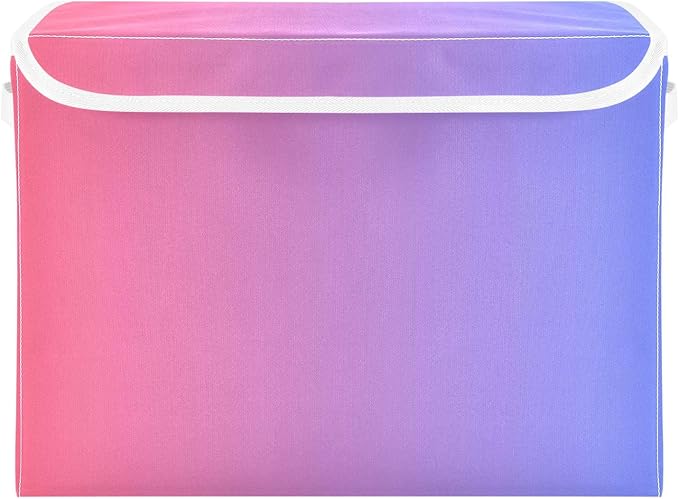 Blue Red Gradient Storage Bin with Lid Collapsible Organizer Storage Large Stackable Storage for Dorm Room Office