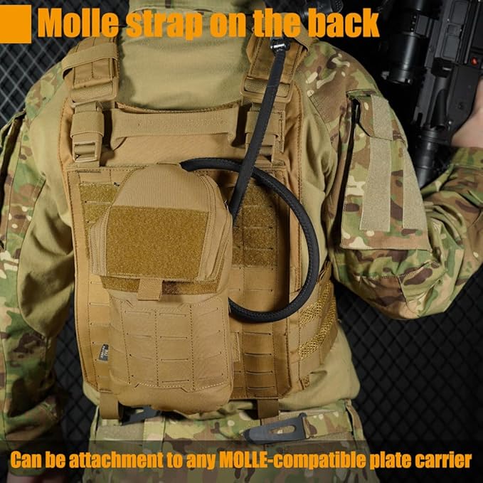 KRYDEX Tactical Molle Hydration Pouch with1.5L Inner Bladder - Low Profile Water Reservoir Bag for Molle Vest Backpack for Cycling Hiking Climbing Hunting