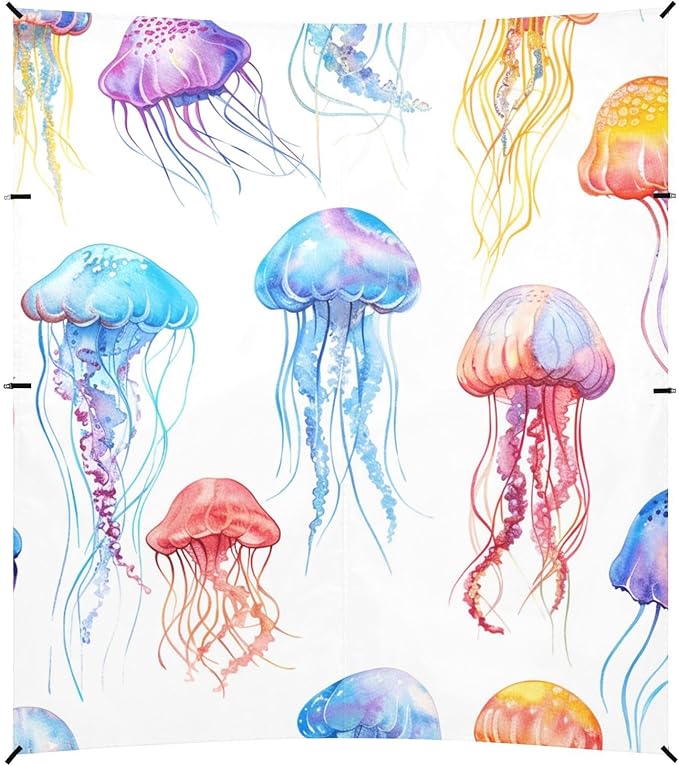 ALAZA Watercolor Hand Drawn Jellyfish Tropical Beach Tent Sun Shelter Portable Canopy Sunshade for Outdoor Camping Picnics Backyard Fun 10x9 ft