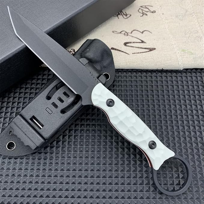 8.1'' Fixed Blade Knife Tanto Blade 8Cr13MoV Steel Non-Slip G10 Handle with Kydex Sheath for Camping Hiking Outdoor tool Gift for Men