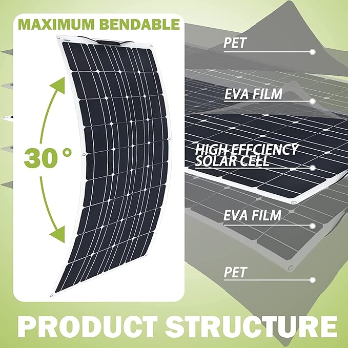 800 Watt Flexible Solar Panel for RV 2 × 400 Watt 12 Volt Solar Power Panel Kit Photovoltaic Module Monocrystalline Solar Panels for Camping Off Grid Car Battery Charging Boat