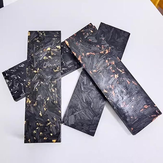 DIY Resin Knife Handle Blank Material Gold Foil Crushed Carbon Marble Texture(2pcs135x40x4mm)